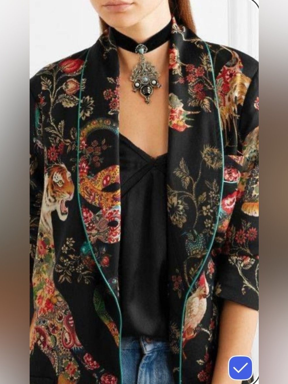 Etro Tiger & Floral Silk Smoking Jacket - Picture 2 of 15